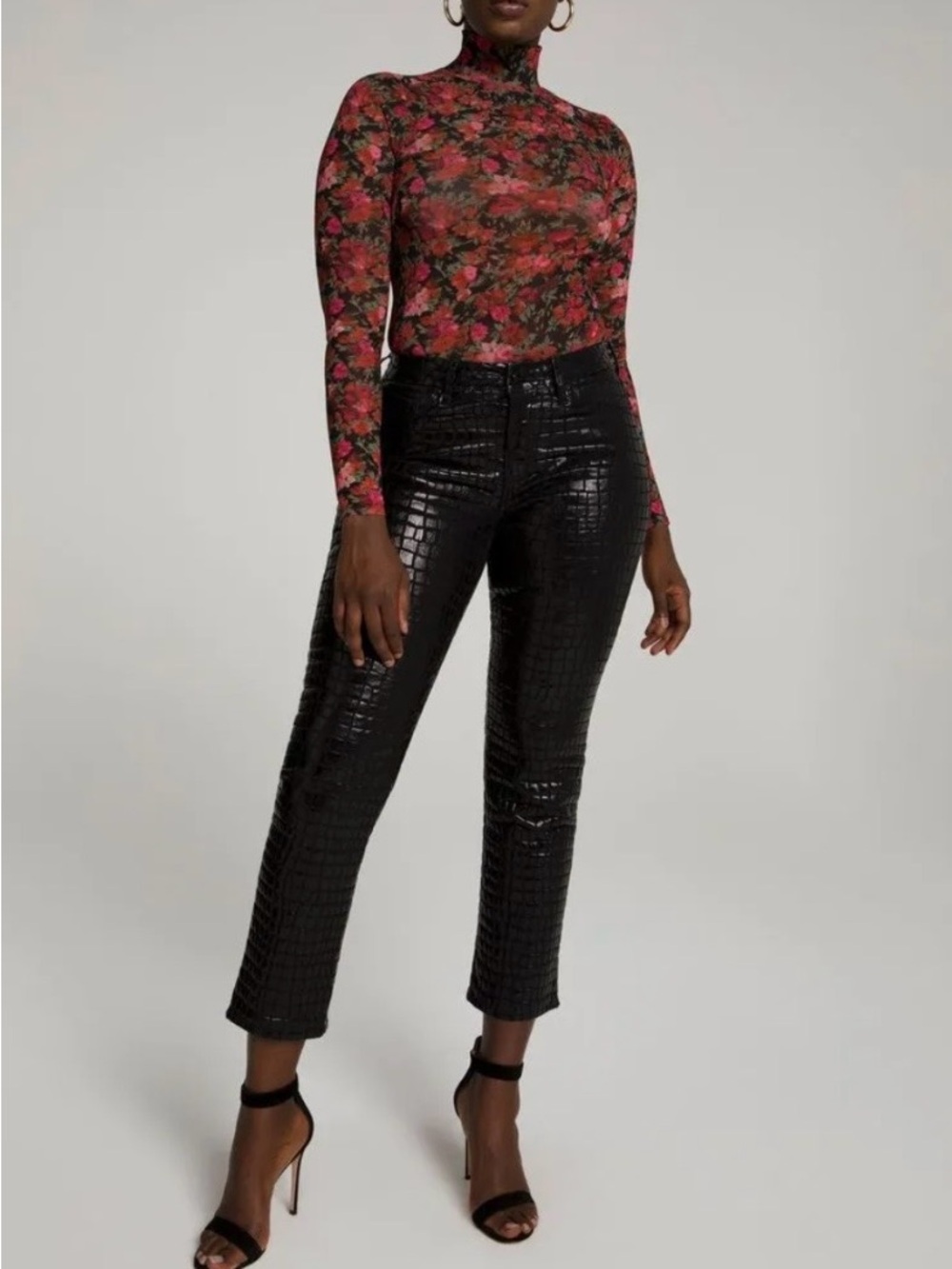 Good American Good Straight Croc Jeans in Black Croc
